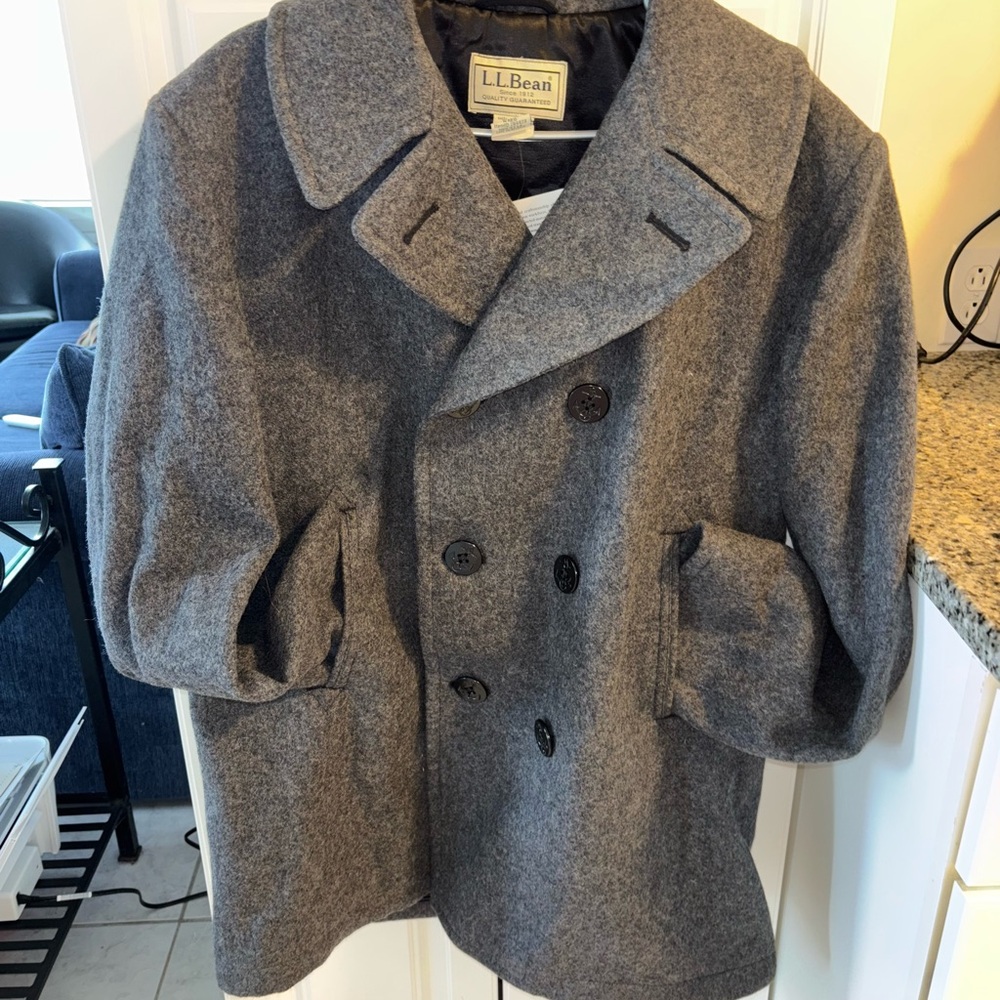 L.L. Bean Gray Peacoat Classic Wool Blend